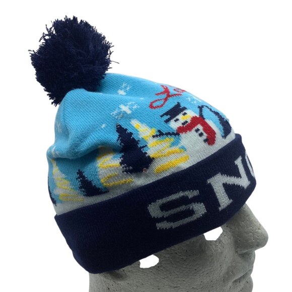 Let it Snow Snowmen Holiday Pom Winter Beanie LED Lights NWOT NEW One Size - Picture 6 of 6
